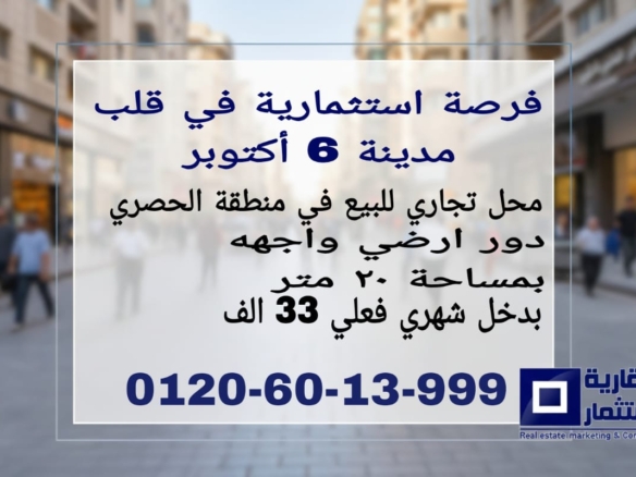 محل للبيع في الحصري 6 أكتوبر