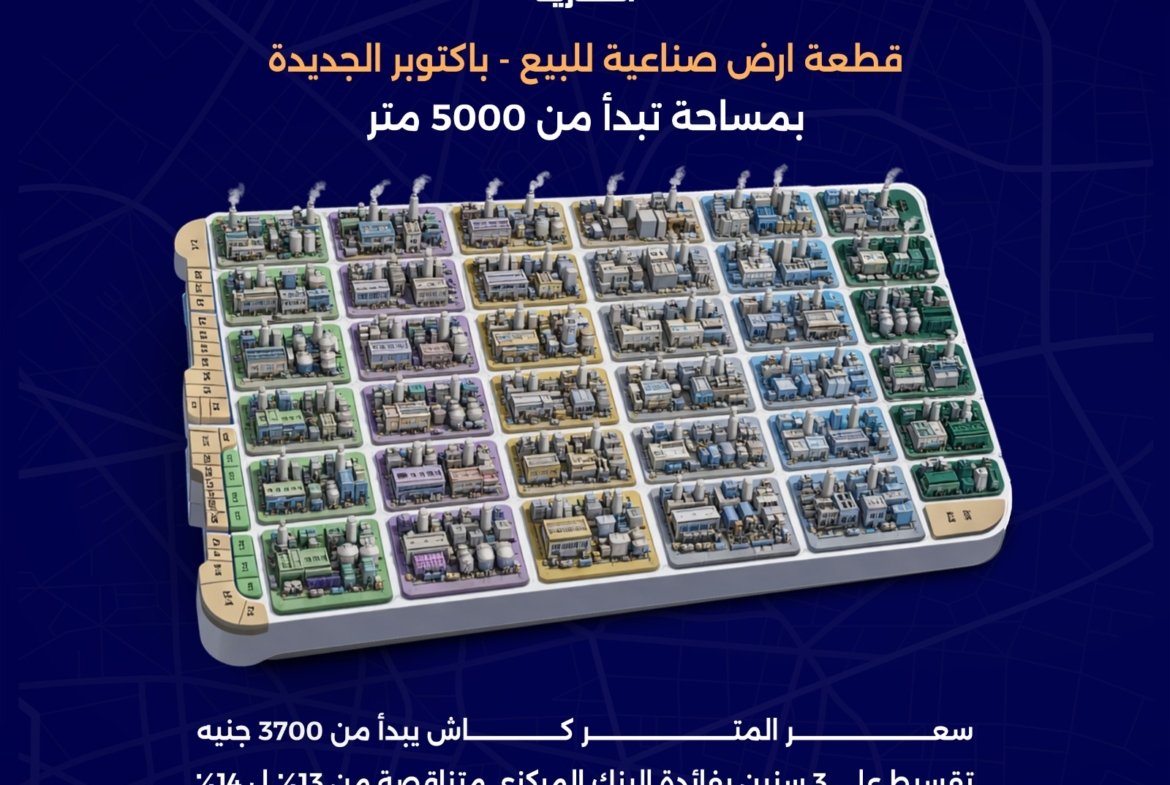 اراضي صناعية للبيع اكتوبر الجديدة