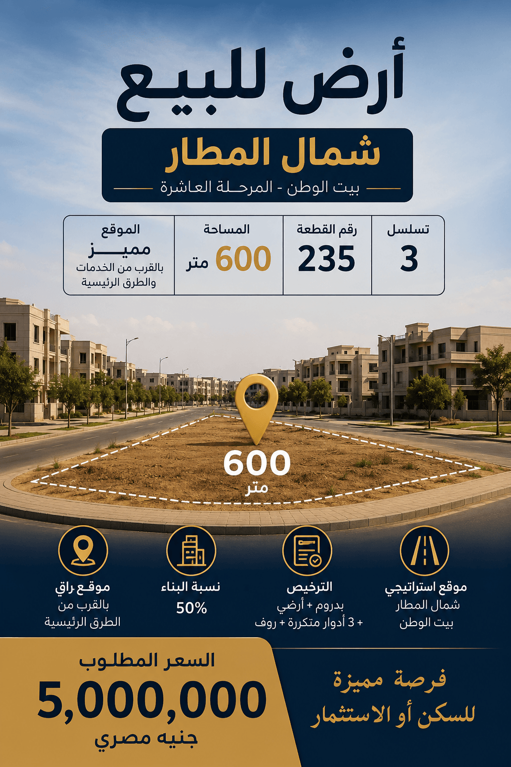 أرض للبيع بيت الوطن