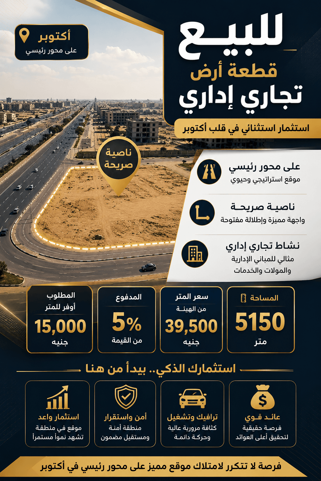 أرض تجارية للبيع 6 أكتوبر