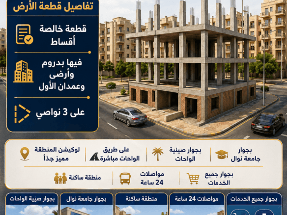 أرض للبيع جنوب أحياء 6 أكتوبر